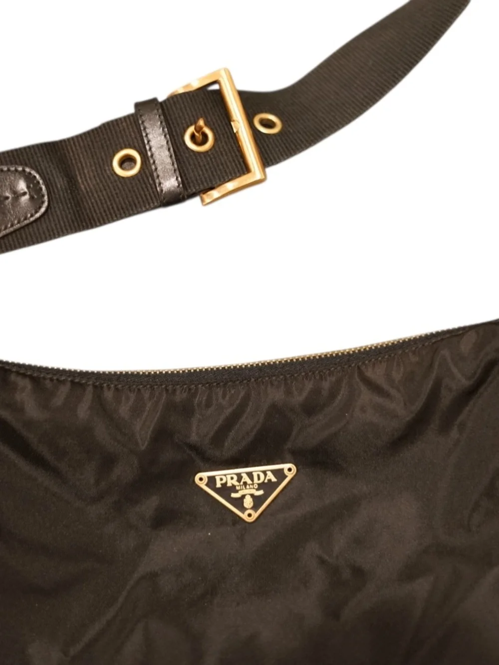Prada Black Nylon Hobo Bag with Gold HW